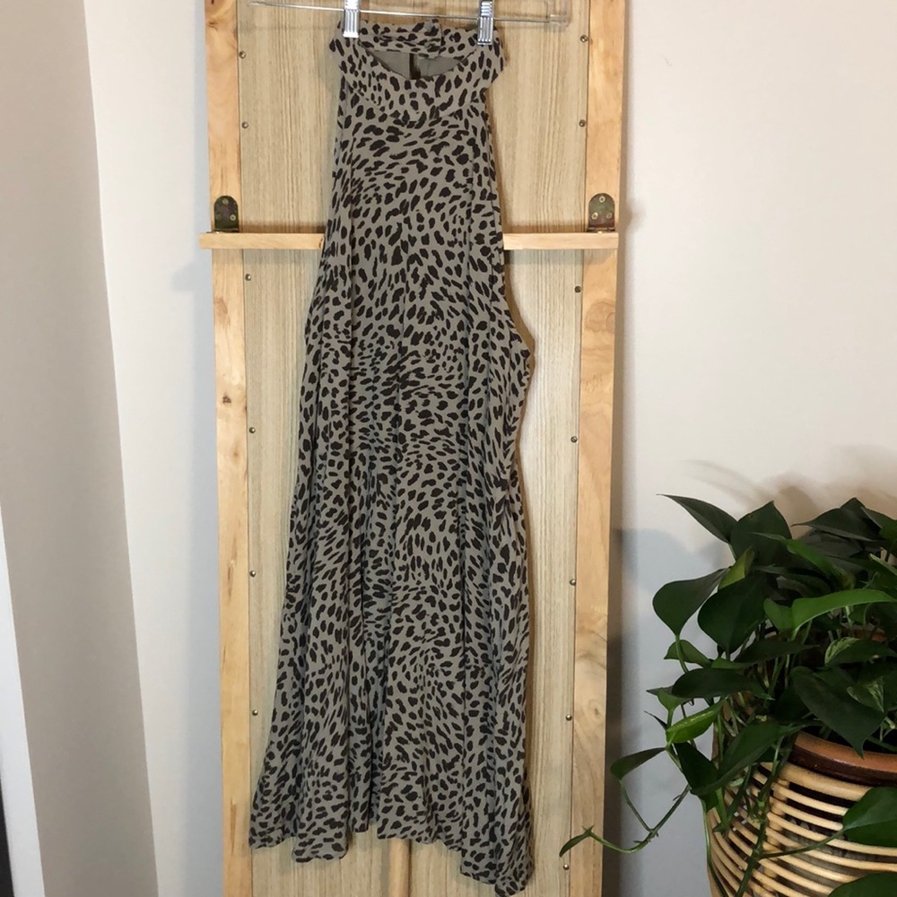 Cloth & Stone leopard print high neck A line dress. Hits right above knee.